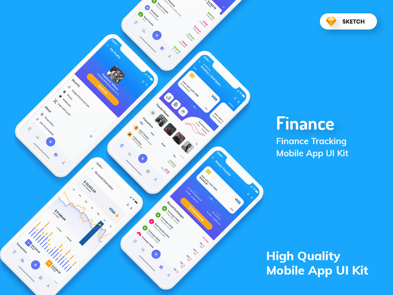 Finance Tracking Mobile App UI Kit Light Version (SKETCH)