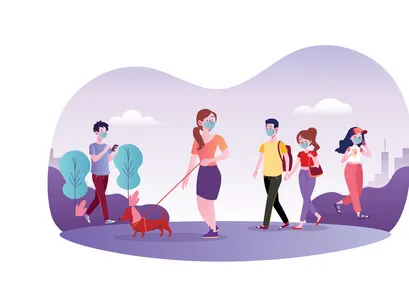 M105_People wearing mask Illustrations