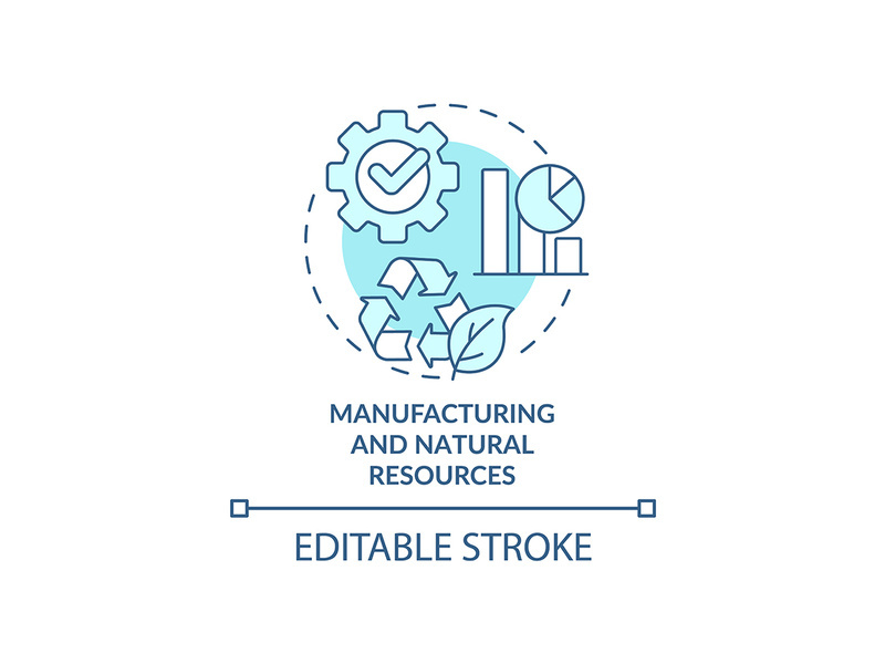 Manufacturing and natural resources turquoise concept icon