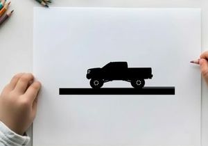 Silhouette of a pickup truck on a white background