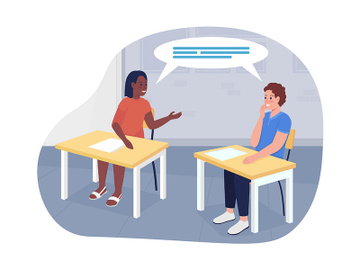 Talking students vector isolated illustration preview picture