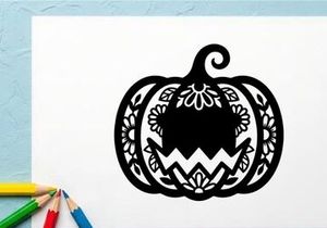 Siluet Labu Halloween dengan Wajah Seram untuk Dekorasi Musim Gugur