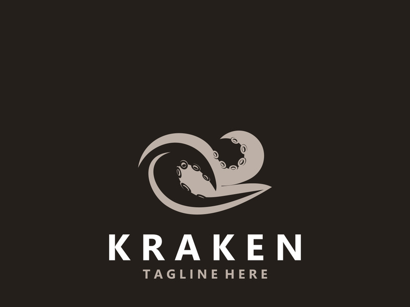 Kraken Octopus logo vintage ocean animal illustration template