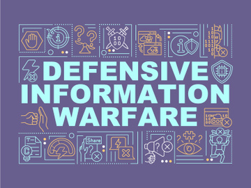 Defensive information warfare word concepts purple banner. Intelligence security preview picture