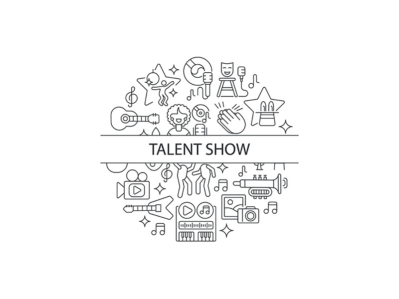 Talent show abstract linear concept layout with headline