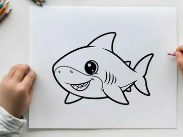Smiling shark cartoon vector illustration flat design preview picture