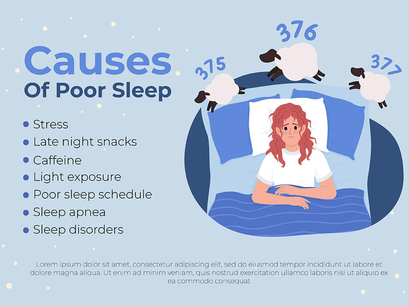 Causes of insomnia flat vector banner template