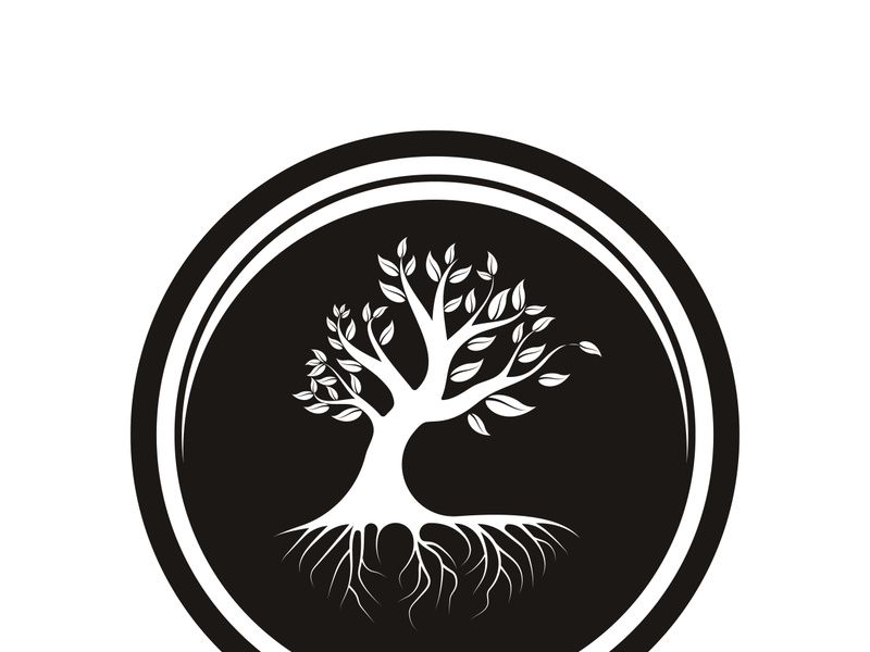 Root Leaf Family Tree of Life Oak Banyan Maple Stamp Seal Emblem Label logo design vector