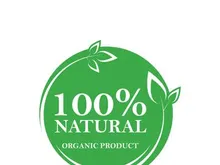 100% Natural and organic product badge vector green icon