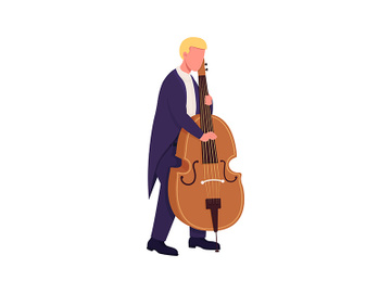 Caucasian cello player flat color vector faceless character preview picture