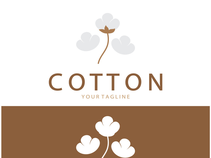 Soft natural organic cotton flower plant logo for cotton plantations, industries,business,textile,clothing and beauty,vector