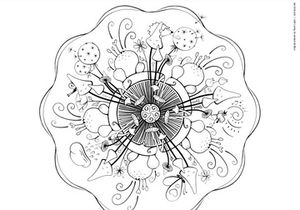 Coloring Page with Mushrooms and Creatures – Mushroom Meadow