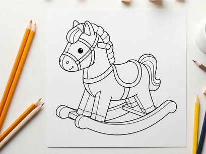 Rocking horse toy flat design vector illustration for kids