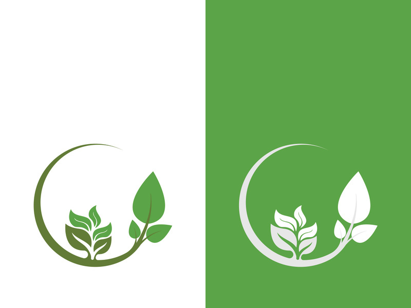 Logos of green tree leaf ecology nature element vector