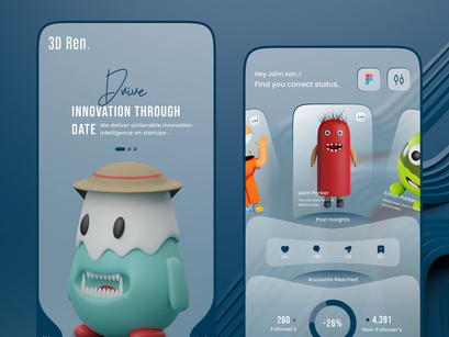 3D Render Post Insights UI Concept
