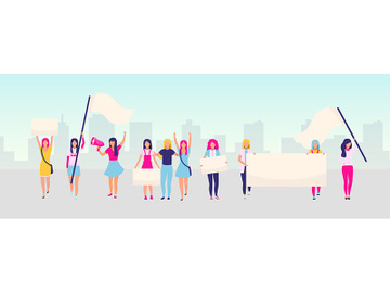 Women empowerment protest flat vector illustration preview picture