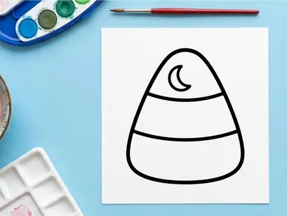 Candy corn icon for Halloween. Simple black and white outline vector illustration.