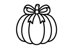 Halloween gift pumpkin with decorative ribbon bow. Festive autumn present box for spooky season celebrations and parties.