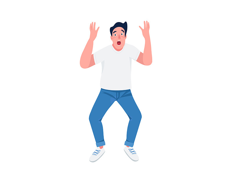 Shocked man flat color vector detailed character