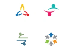 Community logos, community networks, and people check. Logos for teams or groups, kindergartens, and companies.