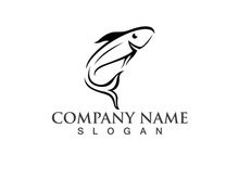 Fish jump logo animal vector