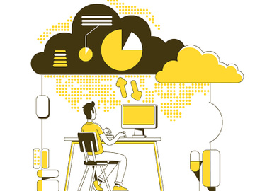 Cloud computing thin line concept vector illustration preview picture