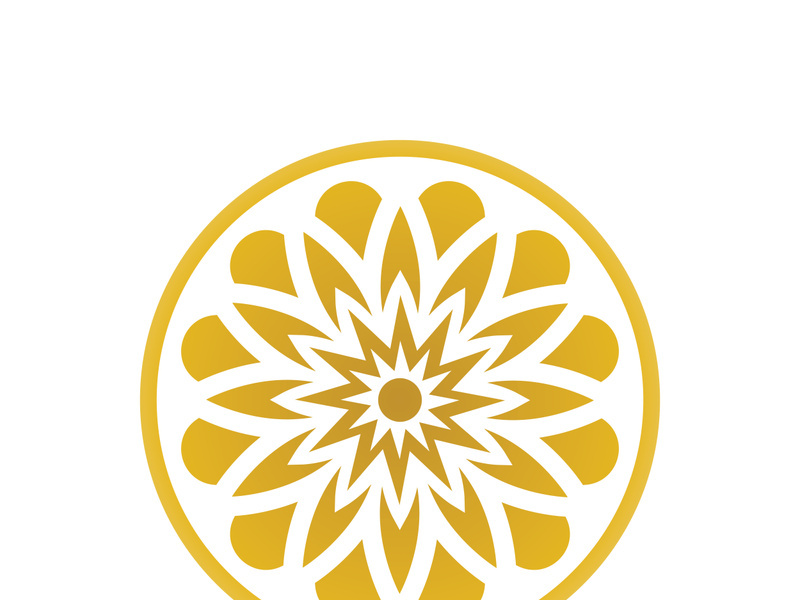 Traditional Asian colorful floral pattern Stained glass mosaic logo tile design inspiration