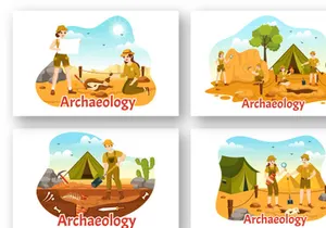 16 Archeology Vector Illustration