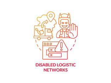 Disabled logistic networks red gradient concept icon preview picture
