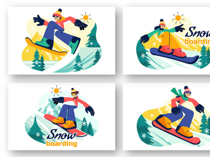 10 Snowboarding Sport Illustration
