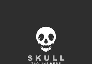 Skull skeleton logo Design vintage Template Idea on black background