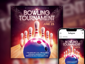 Free Bowling Tournament Instagram Post Template preview picture