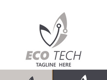 Eco technology business vector design modern. Nature technology logo with leaf and circuit tech minimalist vector illustration