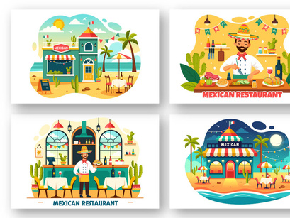 9 Mexican Food Restaurant Illustration