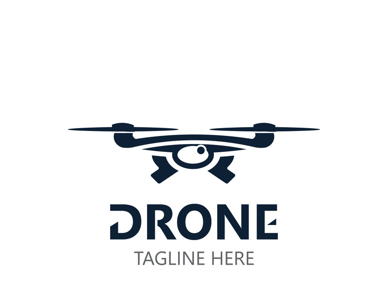 Drone aerial with camera vector template icon. logo photography drone vector. quadcopter flat style illustration