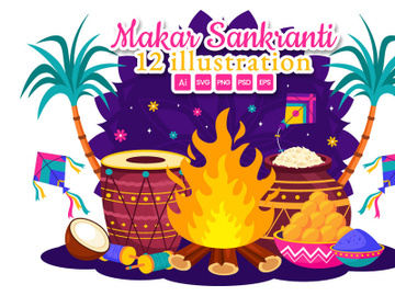 12 Makar Sankranti Celebration Illustration preview picture