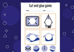 10 Pages Cut and glue game for kids. Cutting practice for preschoolers. Education paper game for children