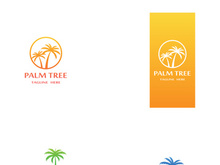 Palm tree summer logo design with creative ideas.