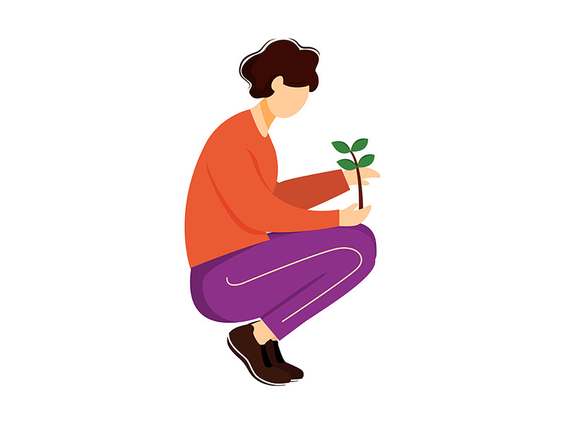 Man holding sprout flat vector illustration