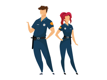 Police officers flat color vector faceless characters preview picture