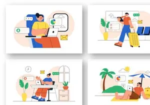12 Digital Nomad Lifestyle Illustration