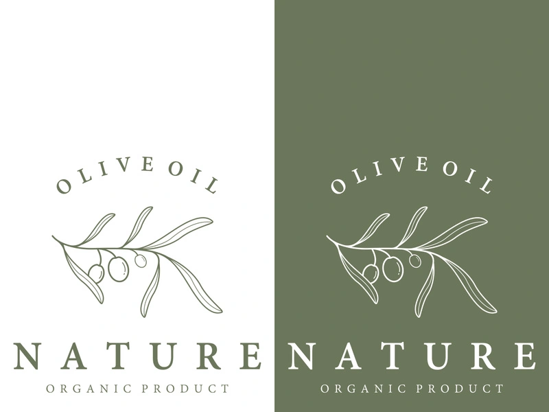 Hand drawn Botanical logo,leaf and natural olive fruit .Herbal, olive oil,cosmetic or beauty.
