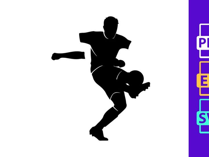 Soccer player kicking a ball in mid air with dynamic movement and energy