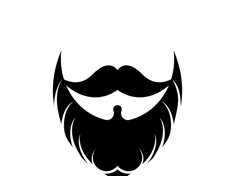 Beard icon logo and mustache vector illustration design symbol