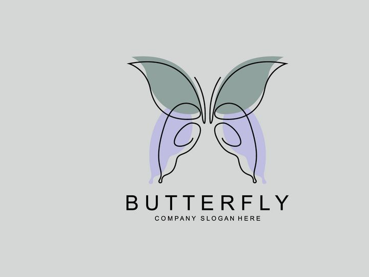 Butterfly Logo Design, Beautiful Flying Animal, Company Brand Icon Illustration, Screen Printing, Salon