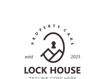 Lock House secure logo design, smart key home vector concept template preview picture