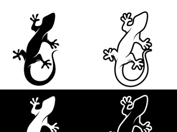 Lizard Chameleon Gecko Silhouette black vector preview picture