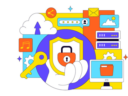 10 Digital Cloud Security Illustration