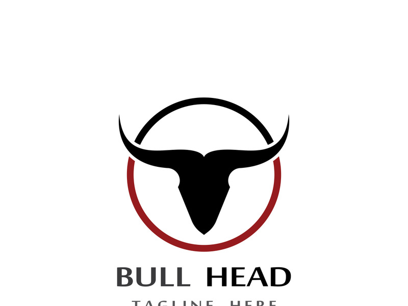 Retro vintage bull head horns logo.