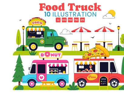 10 Food Truck Illustration